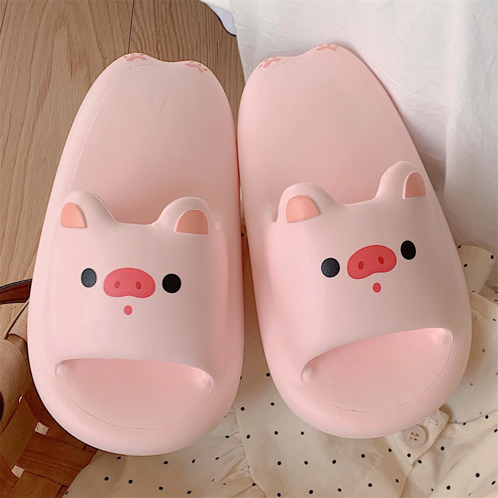 Xixitiao Dép Đế Mềm Nhà Mùa Hè Thoáng Mát Mềm Mại Dễ Thương Màu Hồng Heo Học Sinh