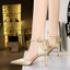 Giày Cao Gót 7P Bít Mũi Nơ Hậu Quai Cài Gót Nhọn Da Lụa Mềm - CG579