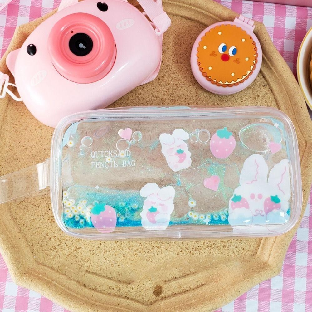 Túi đựng bút chì HIGHVIEWLS, Bút chì Sequin hoạt hình, Túi đựng mỹ phẩm PVC dung tích lớn dễ thương