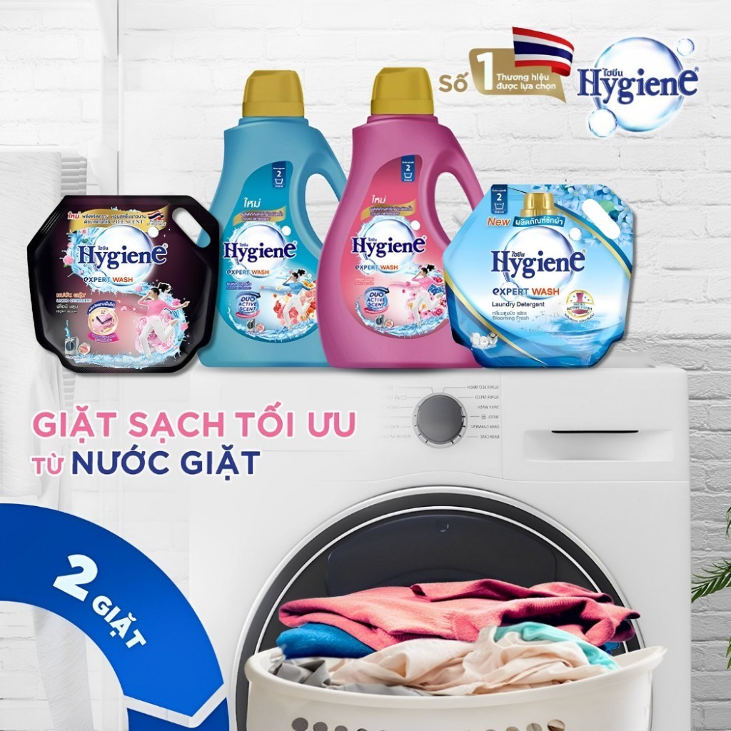 Nước Giặt Hygiene Thái Lan Giặt Xả Quần Áo Thơm Lâu Dùng Giặt Tay Và Máy 2800ml/2500ml !