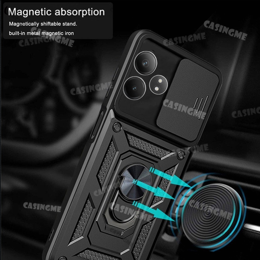 Vỏ giáp chống sốc Realme GT6 6T 2024 cho Realme GT Neo 6 6GT GT6 RealmeGT6 Neo6 SE 6T 4G 5G Vỏ bọc từ tính ô tô Đẩy kéo Camera bảo vệ vỏ Vỏ điện thoại