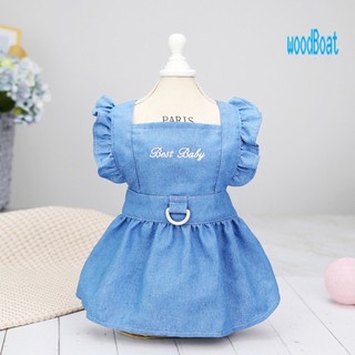 Đầm Thú Cưng Thêu Chữ Cái Tay Phồng Lực Kéo Móc Mùa Hè Kitty Quần Áo Trang Phục Cho Chó Ngoài Trời