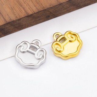 Mặt dây chuyền khóa may mắn bằng thép không gỉ Phụ kiện trang sức DIY 18k Vỏ vàng Tuổi thọ Khóa quyến rũ
