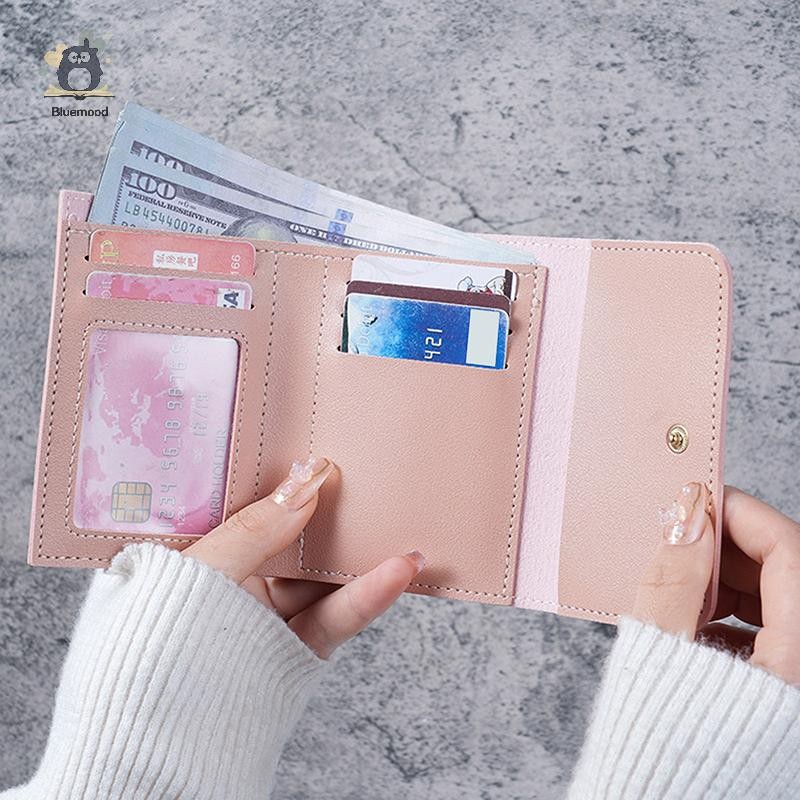 [Bluemood] Ví kẹp ngắn ba lần Ví ngắn nữ Túi xách nhiều thẻ Ví nữ thời trang Thẻ tín dụng Ví đựng tiền xu nữ Mới