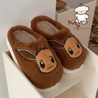 Xixitiao Pokémon Pikachu Kabi Động Vật Bông Dép Nữ Lông Cừu Ấm Áp Thời Trang Sang Trọng Nhà