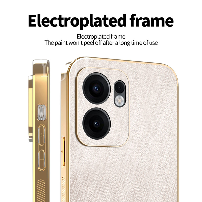 Ốp Lưng Cho OPPO Reno13F Gold Silk Skin TPU Khung Mạ Điện Chống Rơi Vỏ Điện Thoại