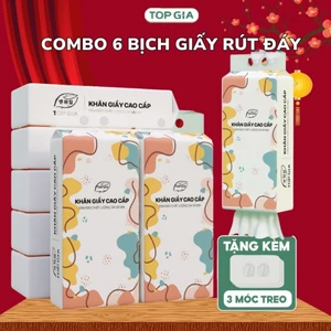 Thùng 6 bịch khăn giấy cao cấp TopGia Đa Sắc, giấy rút treo tường 1280 tờ 4 lớp bằng bột gỗ nguyên sinh