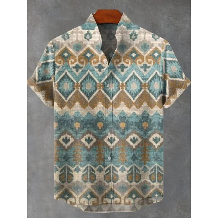 Áo sơ mi Hawaii mùa hè 3D in hình retro giản dị kỳ nghỉ hè hàng đầu nam