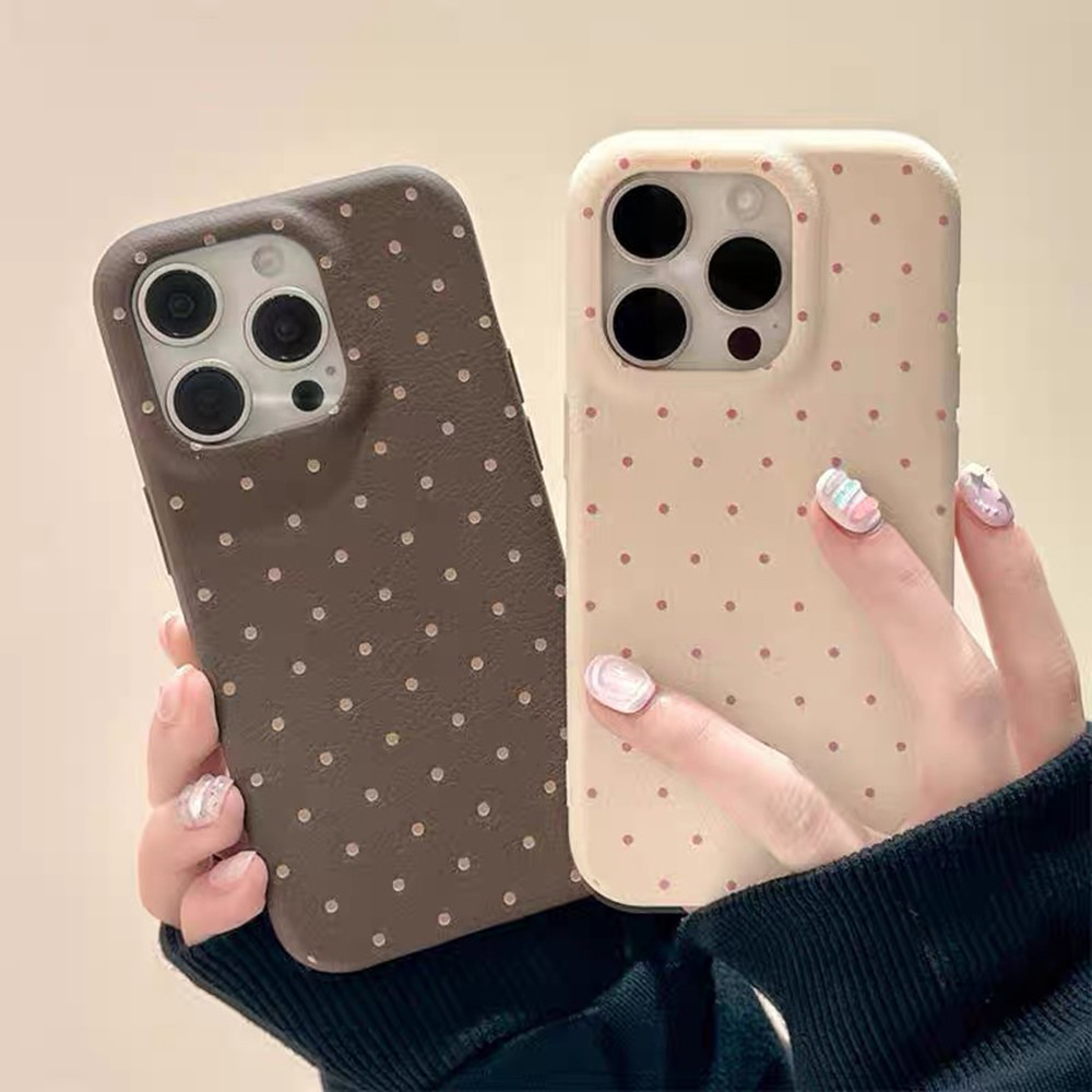 Ốp Điện Thoại Da Chấm Toàn Màn Hình Cho iPhone 17 Pro Max 16 Plus 15 14 13 12 11 Pro Max Vỏ Bảo Vệ Chống Sốc