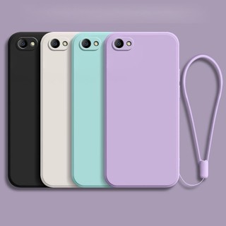 Thời trang mới Oppo A71 A83 A59 F1S A37 A3S Khung cản vuông mỏng Vỏ silicon TPU mềm có dây đeo cổ tay