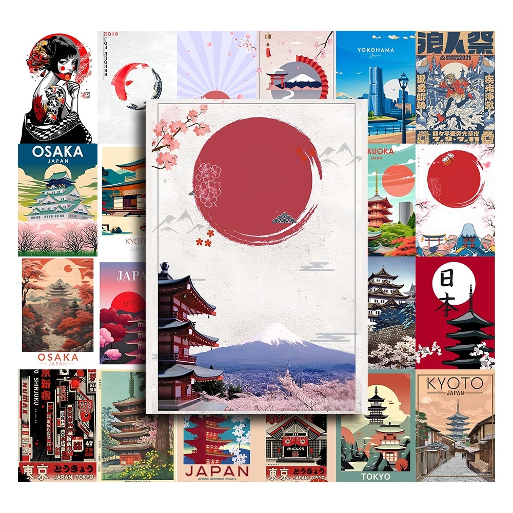 [DECAL] A5 In Màu - Set 50 Tờ Poster Giấy Dán Tường - HÌNH PHONG CÁCH NHẬT BẢN - Decor Trang Trí Nhà | MS: 111448