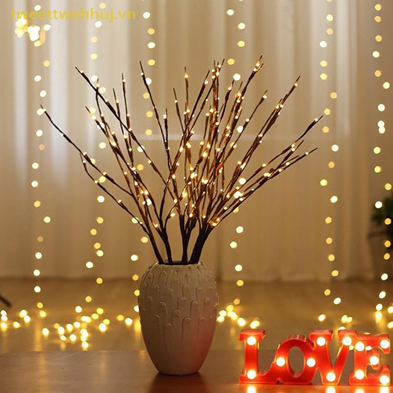Tweeduj 20 Bóng Đèn LED Chiếu Sáng cành Cây Nhánh Đèn Chạy Bằng Pin Đèn Trang Trí Cây Liễu Nhánh Sáng Để Trang Trí Nhà VN