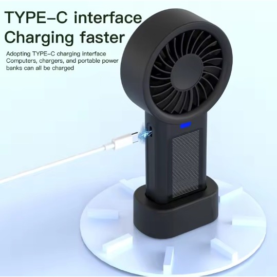 Quạt năng lượng mặt trời di động Quạt Mini cầm tay có thể gập lại Quạt treo cổ di động Quạt sạc 5 tốc độ