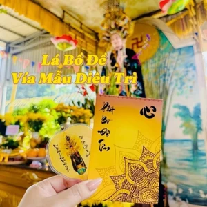 Lá Bồ Đề Diêu Trì Kim Mẫu Đã Khai Quang Nhũ Vàng Tài Lộc Phong Thuỷ Decor Nam Nữ