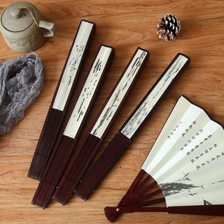 Hàng sẵn có Kipas Tangan Lipat Quạt cổ Quạt gấp phong cách Trung Quốc Hanfu Đạo cụ khiêu vũ Nam Quạt gấp