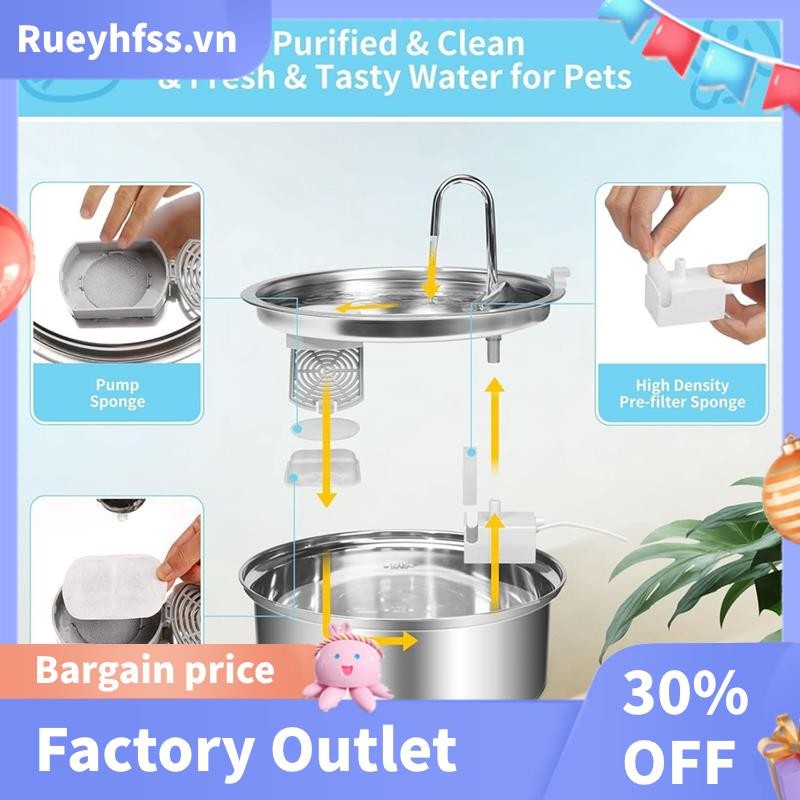 Thay thế bộ lọc đài phun nước cho mèo 7L / 230oz / 1.8G Bộ lọc và miếng bọt biển bằng thép không gỉ cho thú cưng 8 bộ