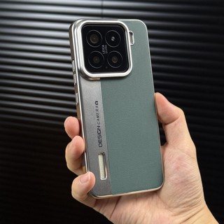 Ốp điện thoại Xiaomi 15 Pro phong cách kinh doanh tối giản, phiên bản camera, da màu khối, họa tiết litchi Xiaomi 14, hàng hóa có lỗ lớn 13U