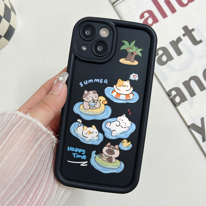 Ốp Lưng Cho OPPO Reno 13 12 11 10 8 7 6 5 4 3 A7 A5S A5 A9 A3S A12E F11 Pro F9 F7 A83 A98 A94 A93 A79 A78 Thiết Kế Mắt Thiên Thần Chống Rơi Họa Tiết Mèo Bơi Mùa Hè
