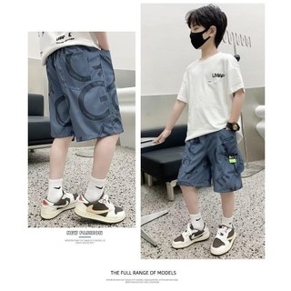 (3-18Y) Quần short mùa hè cho bé trai Ice Silk Big Kids Phiên bản Hàn Quốc Quần năm điểm dành cho trẻ em Quần lót chở hàng cho bé trai có nhiều túi