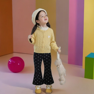 Quần ống loe mới cho bé gái mùa xuân hè thu, phong cách, thoải mái, đa năng, quần legging đơn giản với họa tiết chấm bi