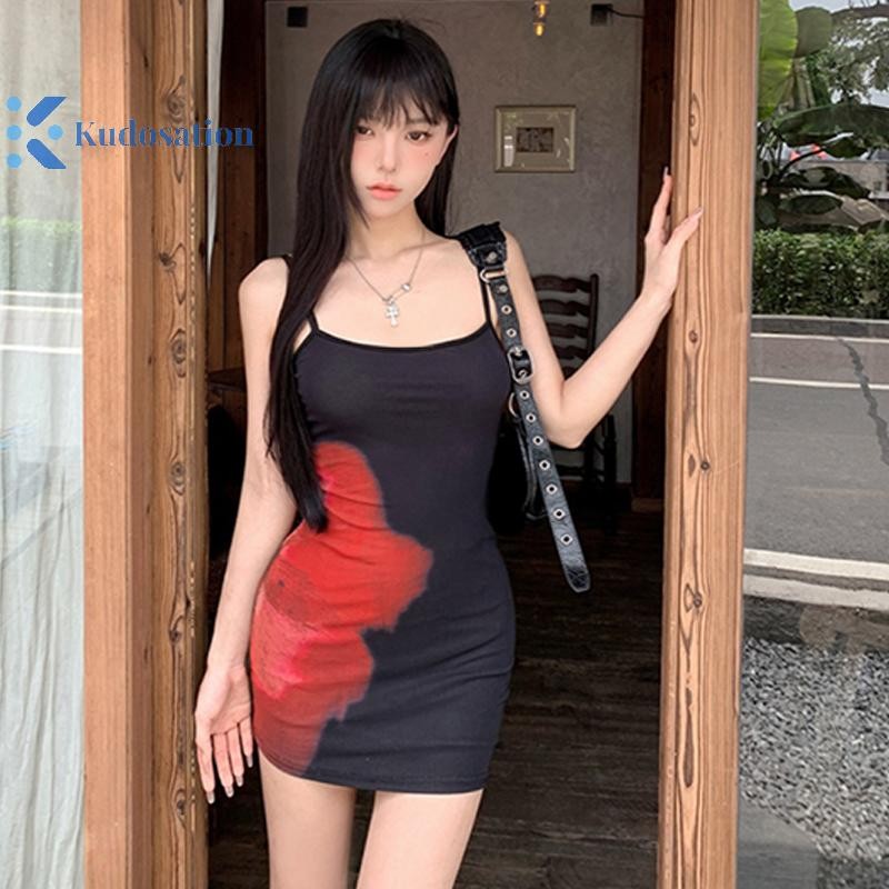Kudosation Mùa Hè 2025 Mới Nữ Ống Đầm Không Tay Thời Trang In Hoa Dây Đeo Ôm Dài Gợi Cảm Đầm Đẹp