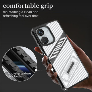 Dành cho Xiaomi 13T / 13T Pro / Redmi 13C / Turbo 4 Ốp điện thoại PC cứng trong suốt TPU mềm tích hợp chân đế ẩn Chống rơi Vỏ mỏng chống sốc