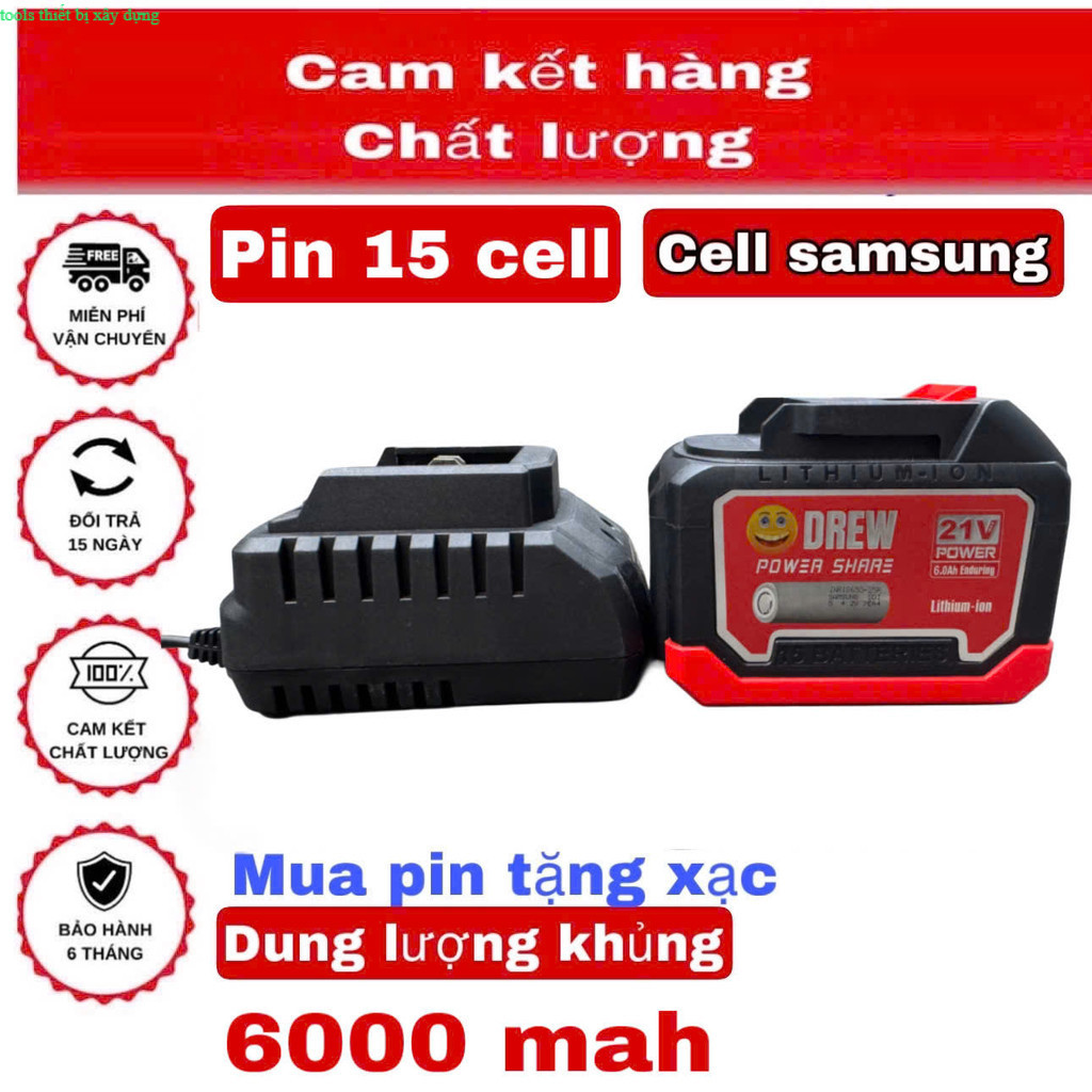 Pin DREW SEO SAMSUNG 15 Cell Mạch 3-4 mosfed, Cell pin 6000mAh, Vỏ ...