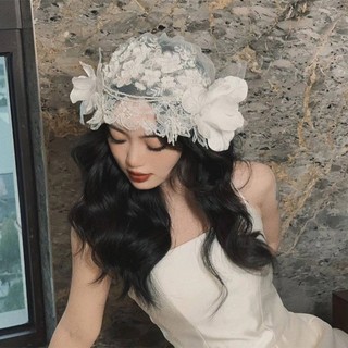 Mũ Nữ Hoa Trắng Chống Trơn Trượt Đa Năng Làm Đẹp Cô Dâu Mũ Cho Phù Dâu Tiệc Cưới Phù Dâu