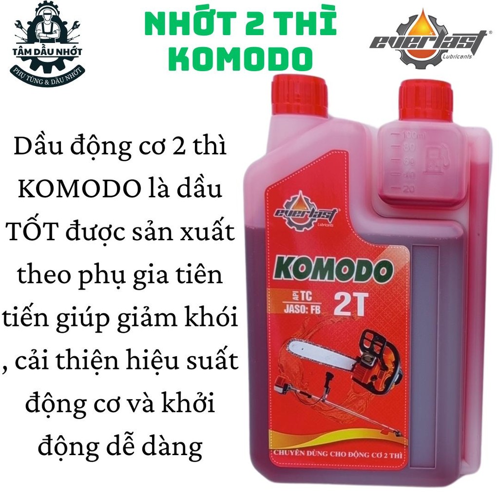 [Combo 2 chai] nhớt 2 Thì EVERLAST KOMODO, nhớt pha xăng dành cho động cơ 2 Thì