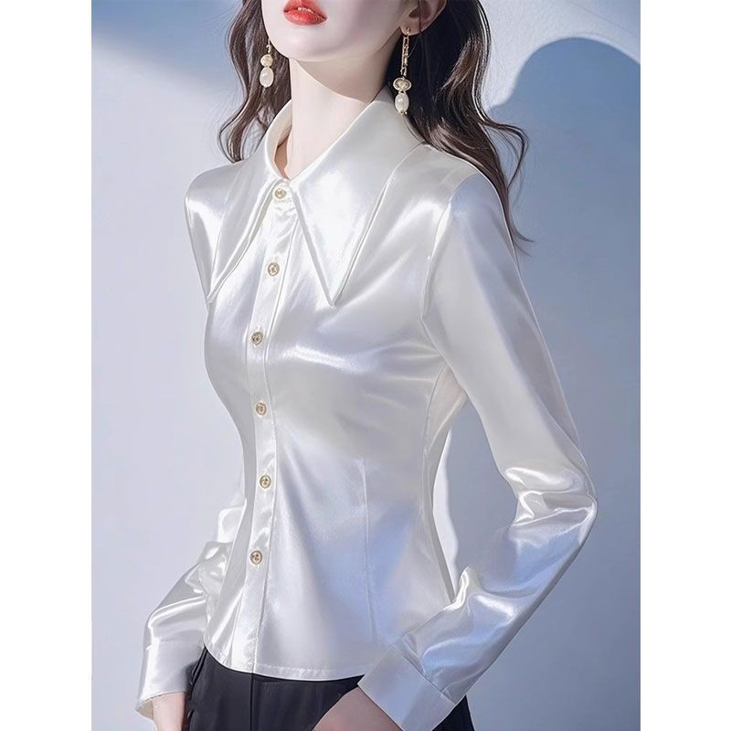 ✨Áo Sơ Mi Satin Màu Năm Nay Quần Áo Nữ 2025 Đầu Xuân Thời Trang Cao Cấp Nẹp Áo Sơ Mi Chuyên Nghiệp 25.3.26