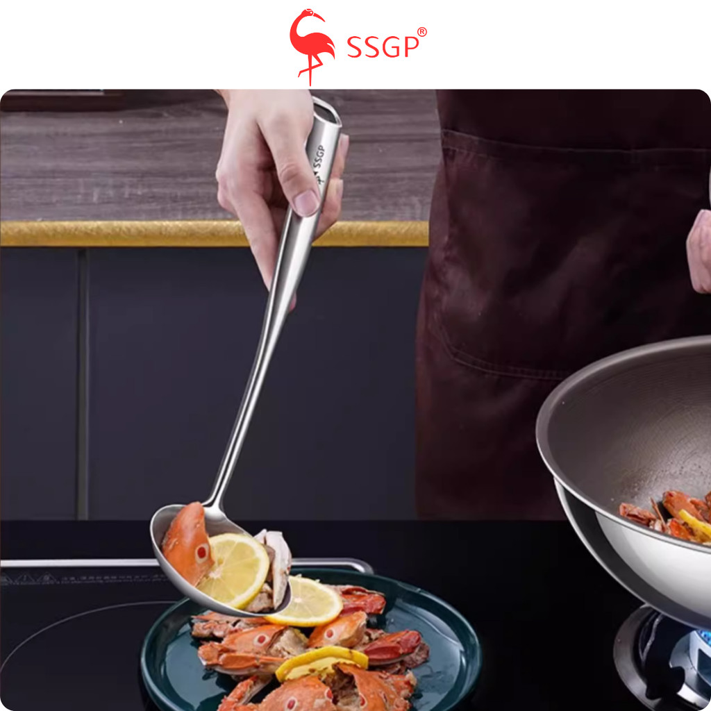Vá lẩu inox 316L Classic của SSGP  SS11401 thìa canh, muỗng vá lẩu muôi canh horeca nhà hàng