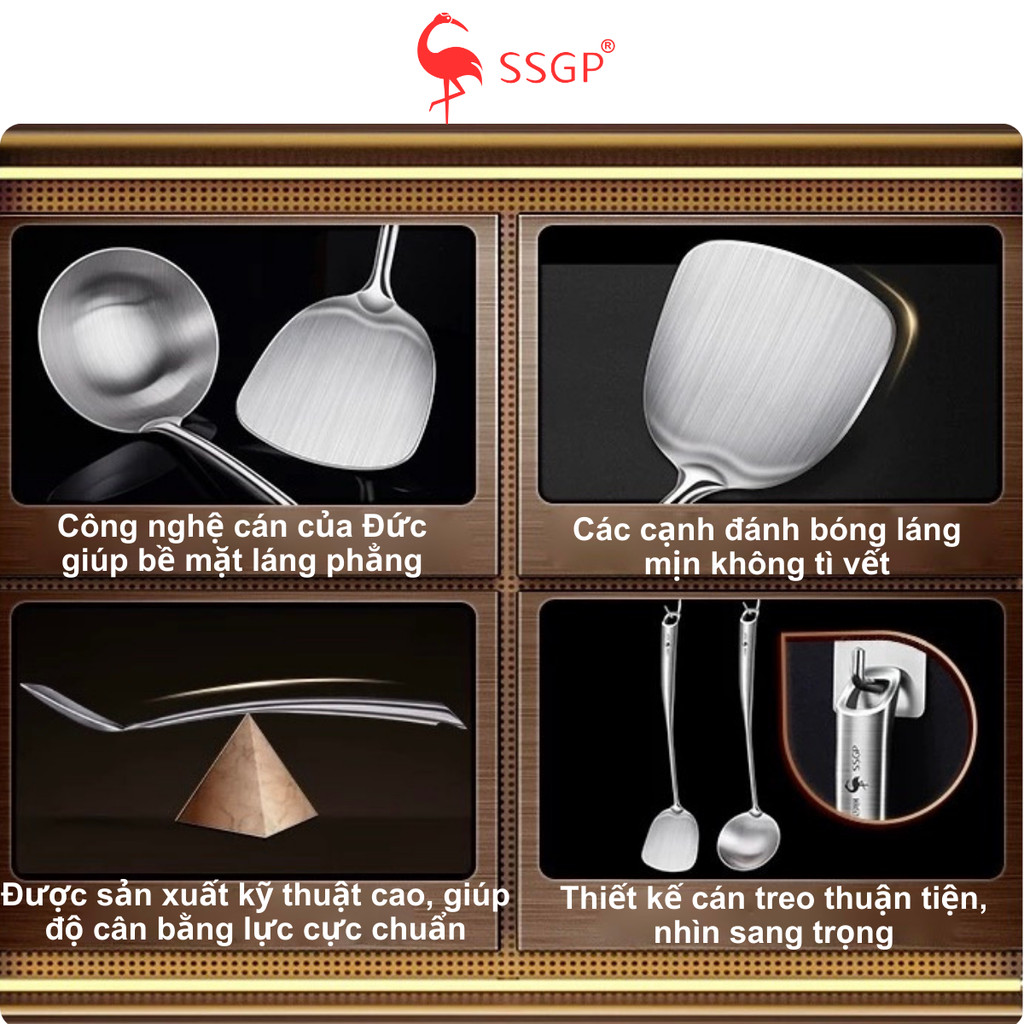 Vá lẩu inox 316L Classic của SSGP  SS11401 thìa canh, muỗng vá lẩu muôi canh horeca nhà hàng