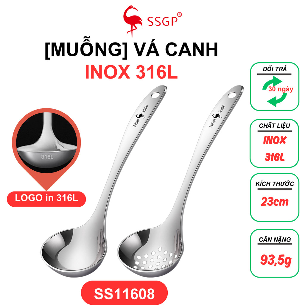 Muỗng canh Family Inox 316L cao cấp SSGP SS11608 Muôi canh, Vá canh Vá lẩu, vá múc canh