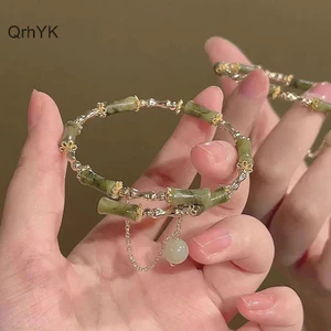 Nhà Máy Thời Trang Phong Cách Trung Hoa Retro Xanh Tre Khớp Đính Hạt Vòng Tay Cho Nữ Thời Trang Độc Đáo Tinh Tế Quyến Rũ Vòng Tay Trang Sức Quà Tặng QrhYK