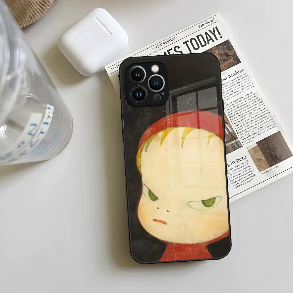 BK-1 Nhật Bản Yoshimoto nara hoạt hình cô gái da cừu Vỏ điện thoại cho Iphone 17,15 14 13 12 Pro Max 11 Mini X Xr Xs 8 Puls kính 0809