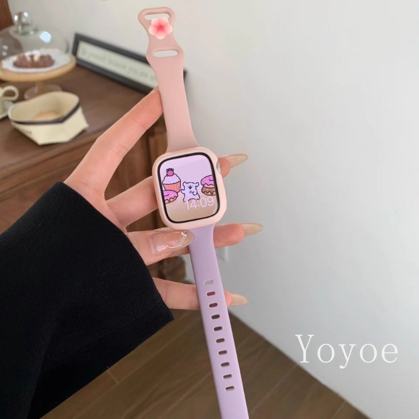 Ốp lưng màu kẹo S11 + Dây đeo S11 mềm cho Apple Watch 11 10 46MM 9 Ultra 2 49mm 44mm 40mm 45mm 41mm Band 42mm 38mm Vòng tay silicon cho iwatch Series 3 4 5 Se 6 7 8 Cover