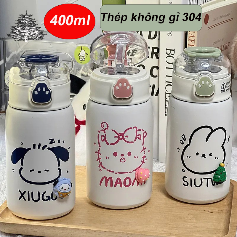 400ml Bình Nước Giữ Nhiệ Thiết kế chân gấu dễ thương,bình nước giữ nhiệt cute,Bằng Thép Không Gỉ chai nước 304