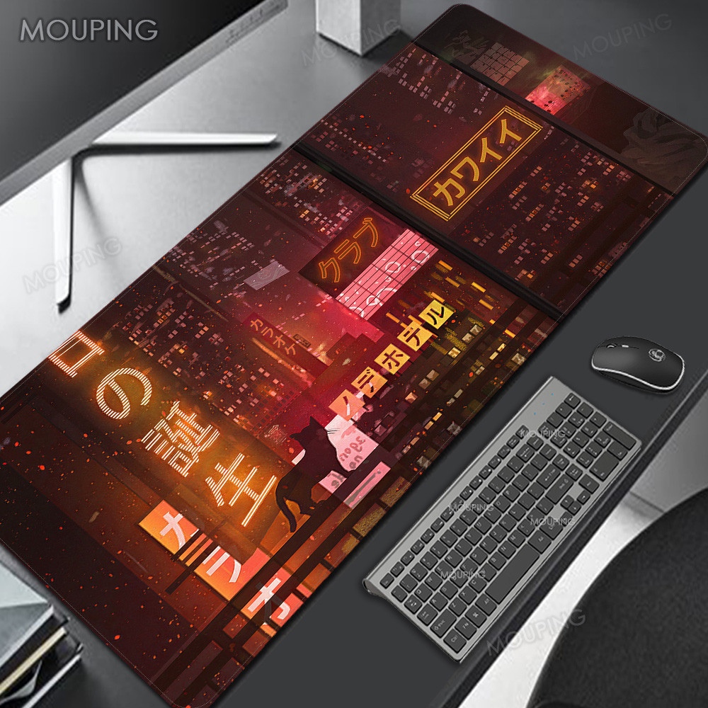 Neon Tím Nhật Bản Chuột Miếng Lót Game Thủ Văn Phòng Laptop Để Bàn Thảm Chơi Game Laptop Mousepad Kawaii Bàn Phụ Kiện Vaporwave Thảm Văn Phòng