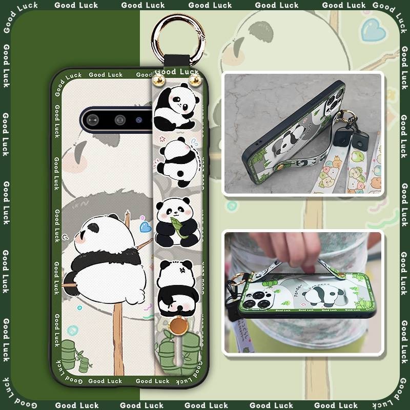 Phone Holder phone cover Phone Case For LG V60 ThinQ 5G Anti-dust Back Cover Wrist Strap panda Dirt-resistant Durable