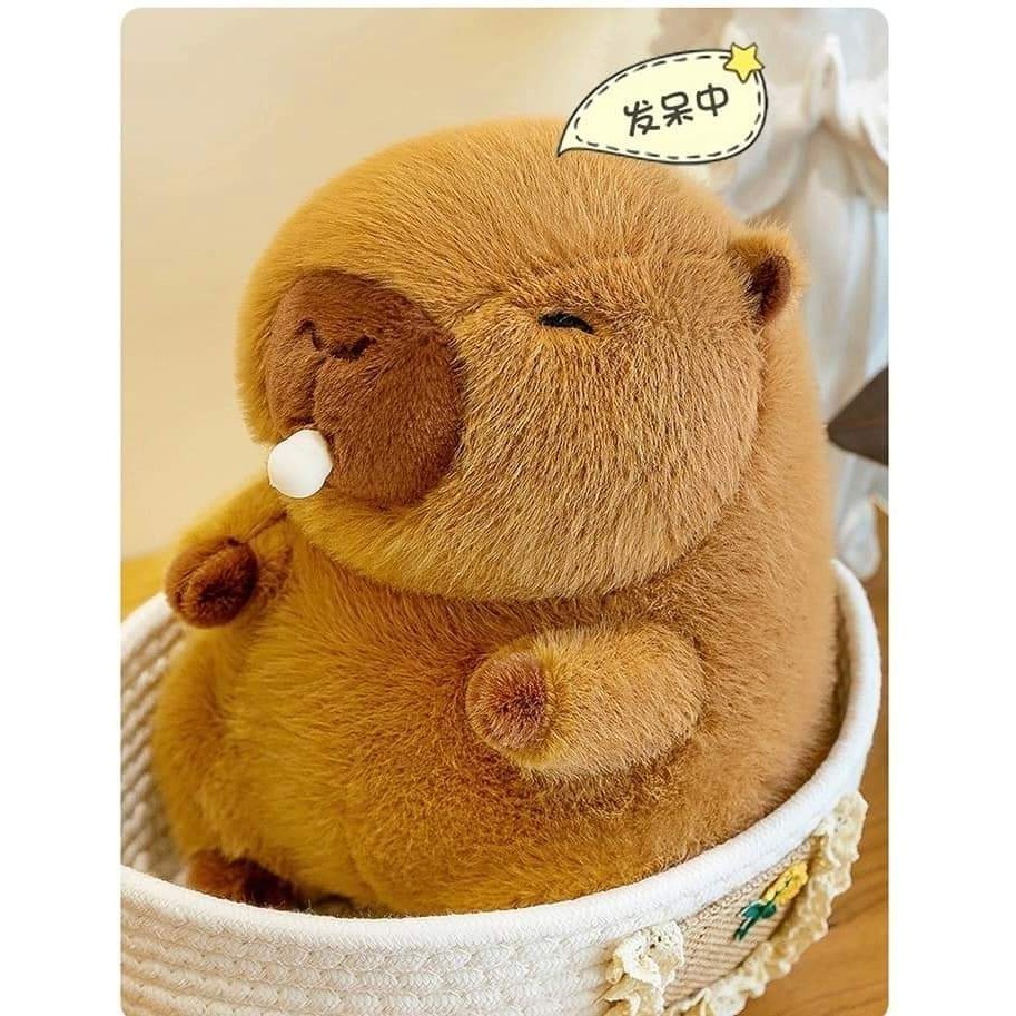 Capybara Thổi Bong Bóng Gấu Bông Capybra Thổi Bóng Dễ Thương Capybara Bóp Mũi Cao Cấp Chất Liệu Vải Lông Mềm Mại