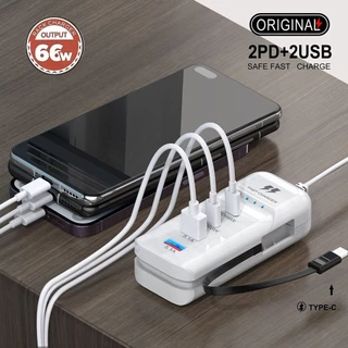 Củ Sạc Nhanh Tự Động Ngắt Bộ Sạc Đa Năng 5 Trong 1 66W Bảo Vệ Điện Thoại Không Làm Chai Pin Cục Sạc Pin Ban Đêm Tự Ngắt