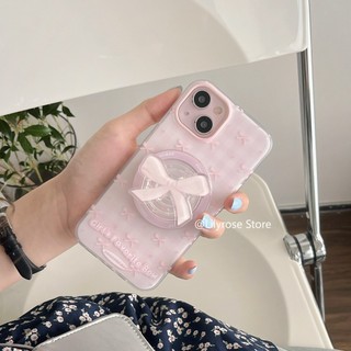 2024 Thiết Kế Mới Từ Tính Ốp Lưng Điện Thoại Apple iPhone 15 Pro Max iPhone 14 Chống Rơi 13 12 Hai Lớp Chất Lượng Cao Trong Suốt Màu Hồng Nơ