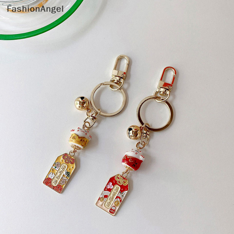 FashionAngel Dễ Thương Bùa Hộ Mệnh May Mắn Móc Khóa Với Gốm Sứ Túi Ô Tô Pendent Phụ Kiện Di Động Cặp Đôi Quà Tặng TH