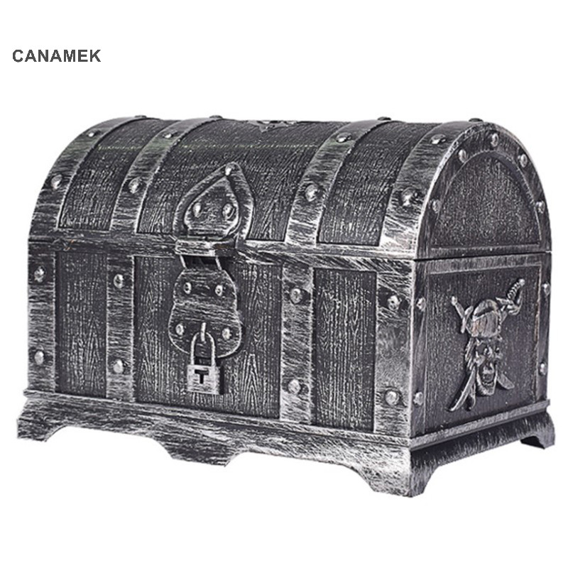 Canamek 1 Hộp Kho Báu Retro Có Khóa Đồ Chơi Cho Đảng Ủng Hộ Đạo Cụ Trang Trí Cướp Biển CSF