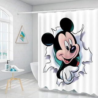 Hoạt Hình Chuột Mickey Và Chuột Minnie Màn Tắm Phòng Tắm Trang Trí Polyester Chống Thấm Nước Màn Tắm Vải Trang Trí Phòng Tắm Bộ Có Móc