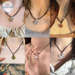 Deyangk Phong Cách Trung Hoa Thời Trang Retro Dây Vòng Cổ Hoa Mặt Trăng Khóa An Toàn Mặt Dây Chuyền Vòng Cổ Nữ Vintage Trang Sức VN