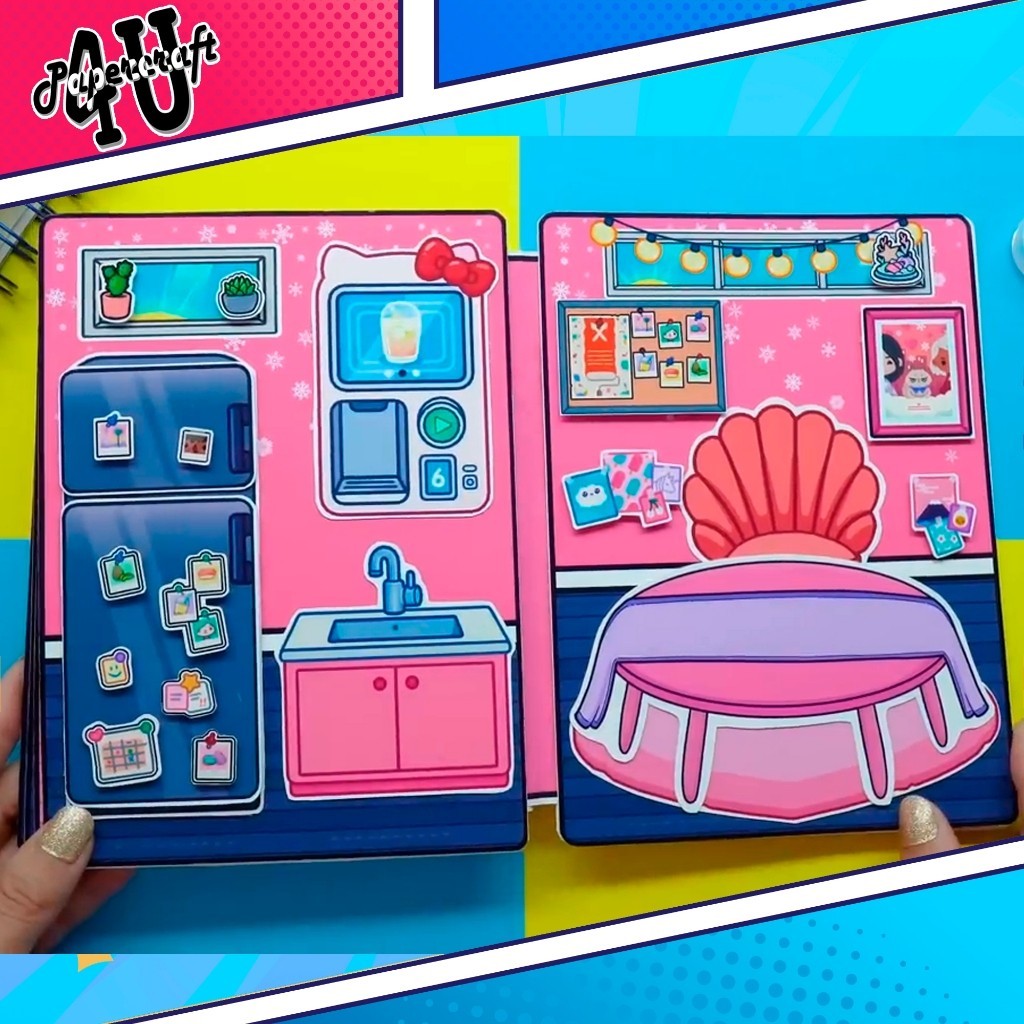 ĐỒ CHƠI NGÔI NHÀ BÚP BÊ GIẤY CẮT THỦ CÔNG DIY - MẪU TA22 - DINH THỰ BLACKPINK - TẶNG KÈM BÚP BÊ NHÓM NHẠC BLACKPINK