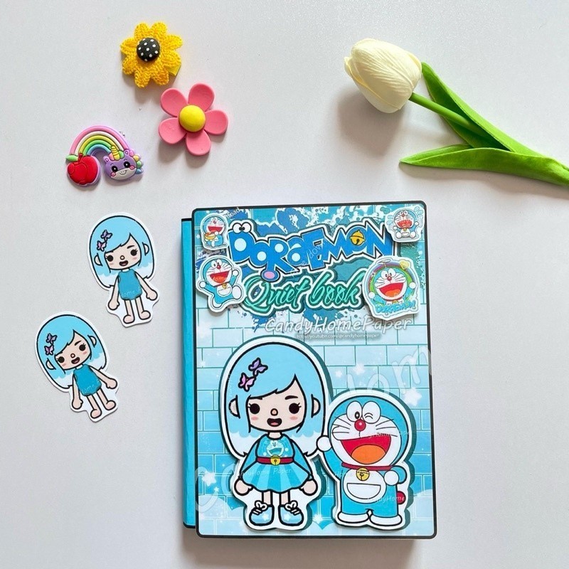 Nhân Vật Toca Life World Book Toca Doraemon sách thủ công đồ chơi bóc dán sách yên tĩnh đồ giấy montessori đồ chơi 0 3