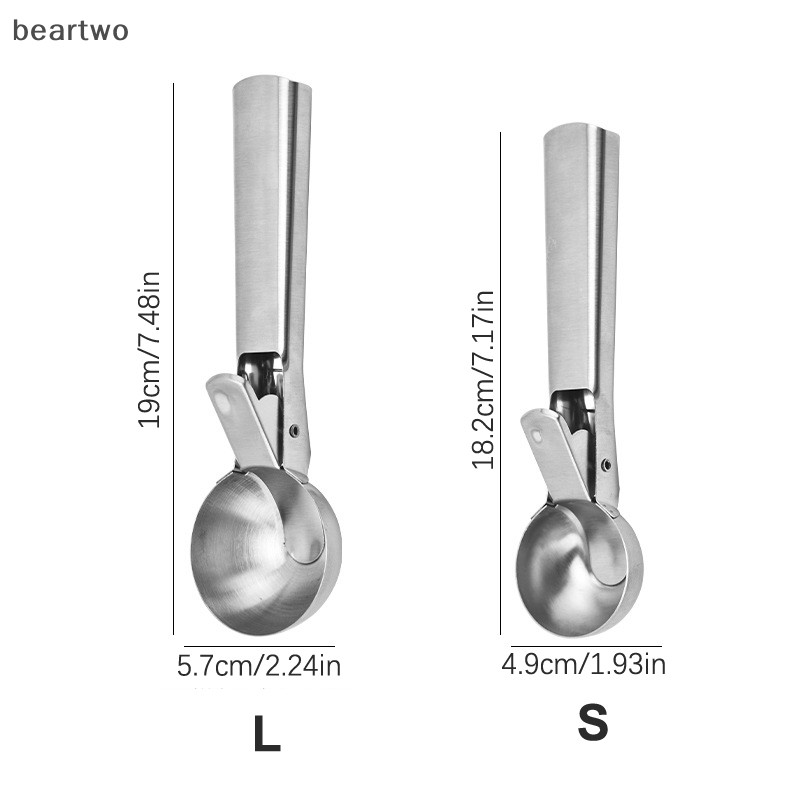 < Beartwo > Muỗng làm kem bằng thép không gỉ Dụng cụ thìa kem chống dính Đẹp