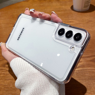 Ốp Điện Thoại Trong Suốt Chống Sốc Cho Samsung S24 S23 S22 S21 Plus Ultra FE A52 A72 A33 A35 A53 A54 A55 A22 A23 A25 5G Ốp Lưng Cứng Acrylic Trong Suốt Vỏ Bảo Vệ Cạnh Mềm